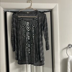 Gray and Black Patterned Cardigan